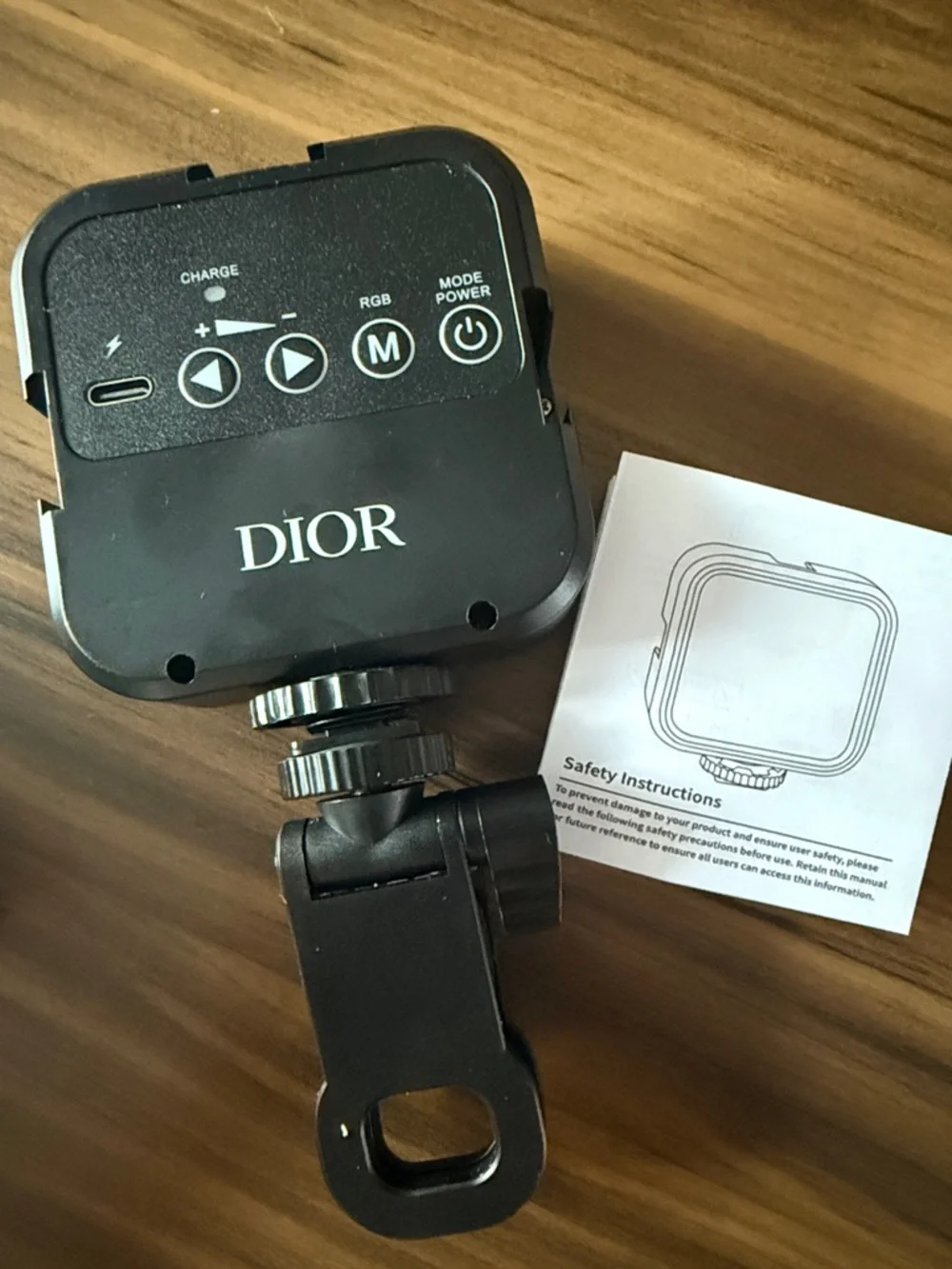 Dior Black LED On-Camera Video Light with Clip Mount